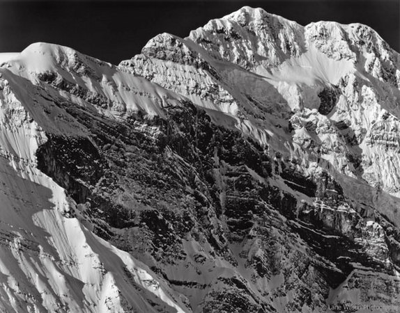 <b>Snowbird Peak,<br>
Canadian Rockies</b></p>
Image #355</p>
Film capture and silver gelatin print.</p>
Available in 8x10, 11x14 and 16x20 inch prints.</p>
